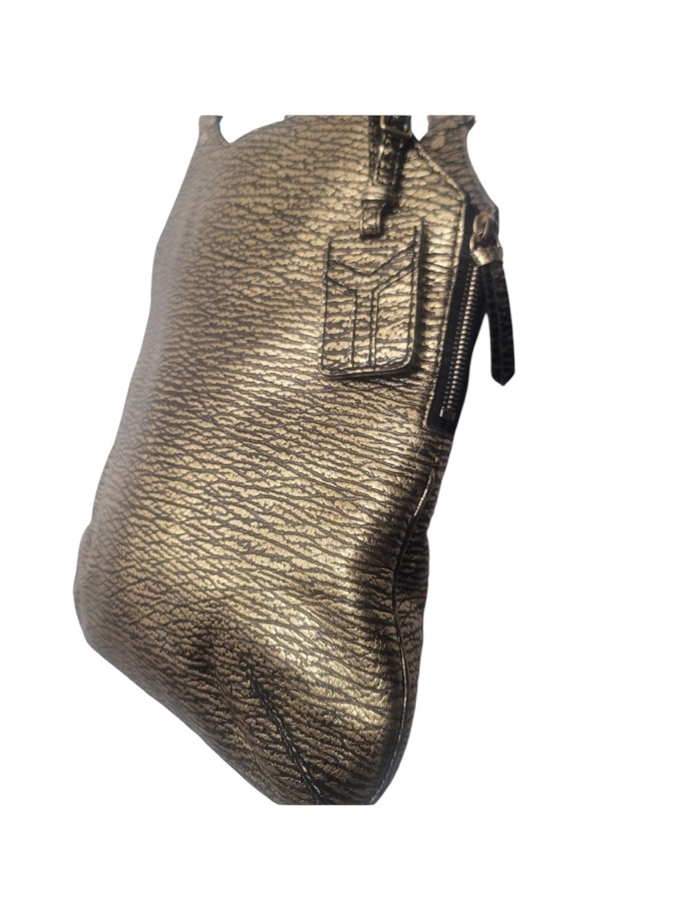 YVES SAINT LAURENT Metallic Gold Textured Leather Hobo Bag - Archival YSL - Picture 4 of 15